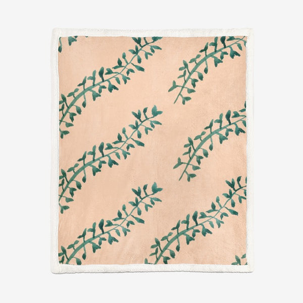 Branches On Plain Peach Plush Blanket