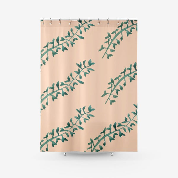 Branches On Plain Peach Shower Curtain