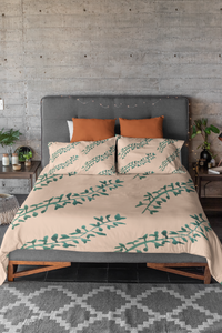 Branches On Plain Peach Duvet Cover Set