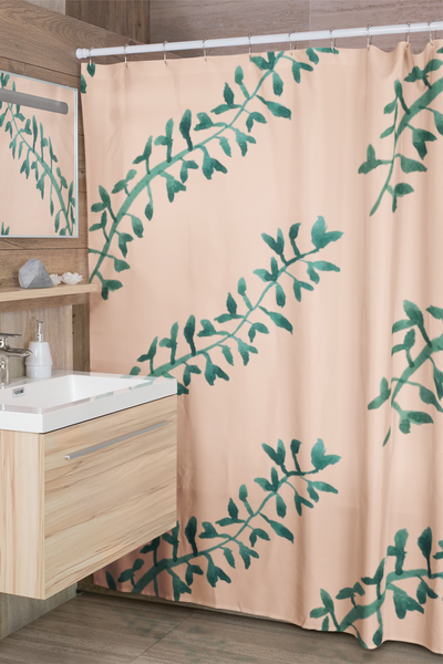 Branches On Plain Peach Shower Curtain